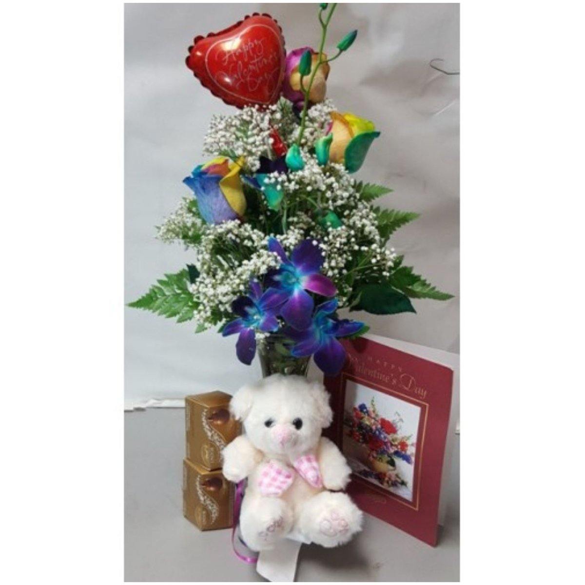 Rainbow Rose Love Combo - Shalimar Flower Shop Rainbow Rose Love Combo - Shalimar Flower Shop