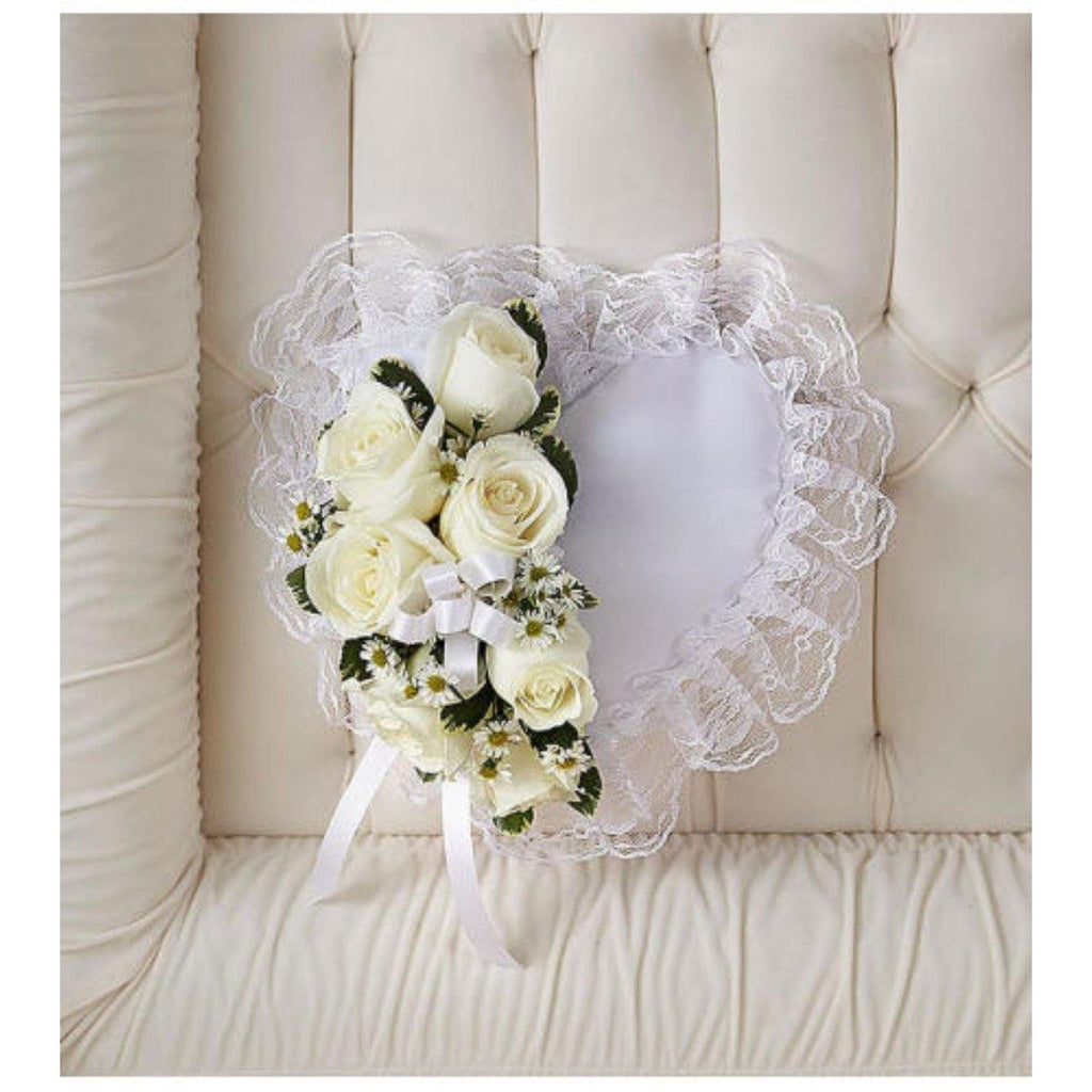 Satin Heart Pillow Case White - Shalimar Flower Shop