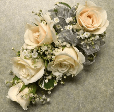 White Rose Corsage - Shalimar Flower Shop