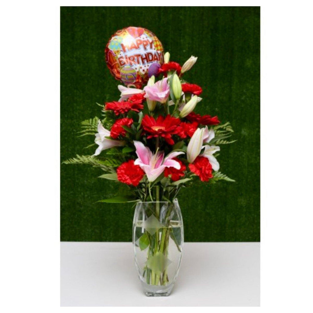 Birthday Delight Floral Design in Premium Polish Vase - Shalimar Flower Shop