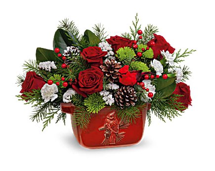 Classic Christmas Cardinal Centerpiece - Shalimar Flower Shop