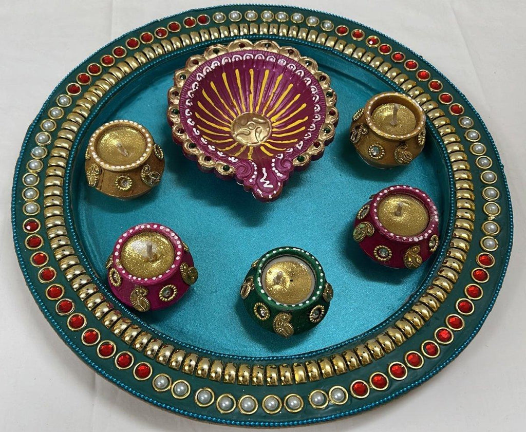 Diya Set - Turquoise Color - Shalimar Flower Shop