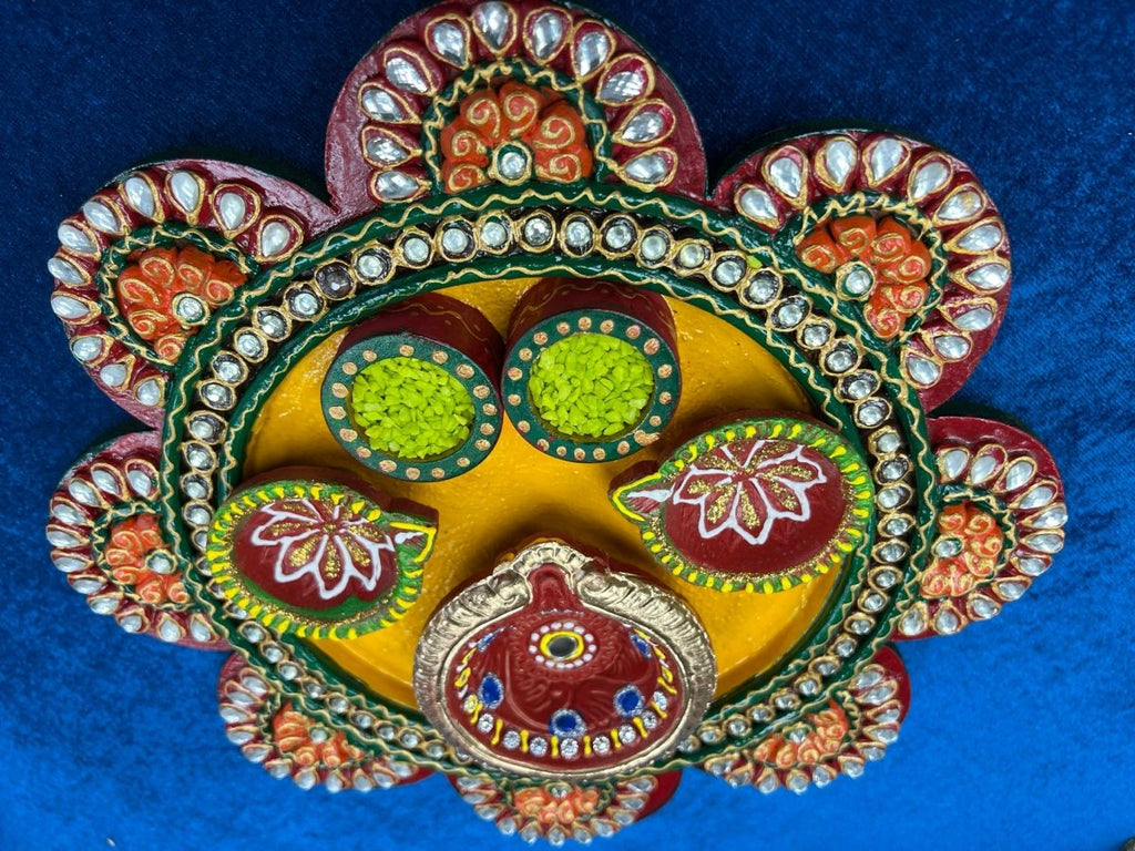 Flower Shaped Orange Diya Set - Shalimar Flower Shop