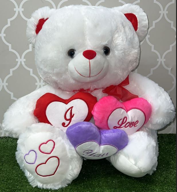 I Love You White Teddy Bear - Shalimar Flower Shop