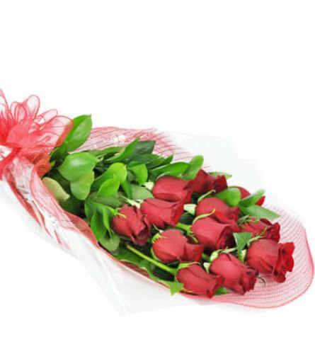Perfect Wrapped Long-Stemmed Red Roses - Shalimar Flower Shop