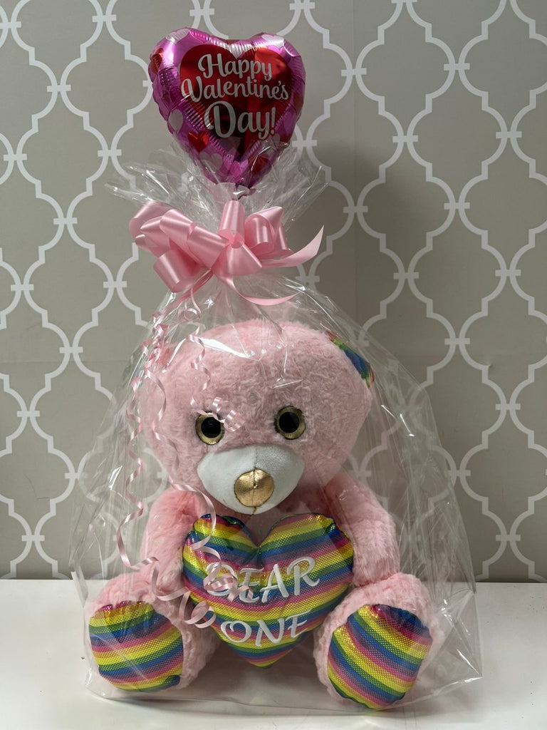 Pink Teddy with Rainbow Heart Combo - Shalimar Flower Shop