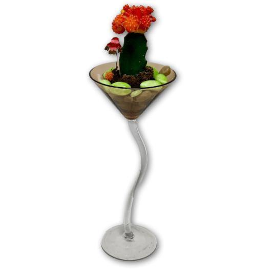 Ruby Radiance Cactus Garden in a Martini Glass - Shalimar Flower Shop