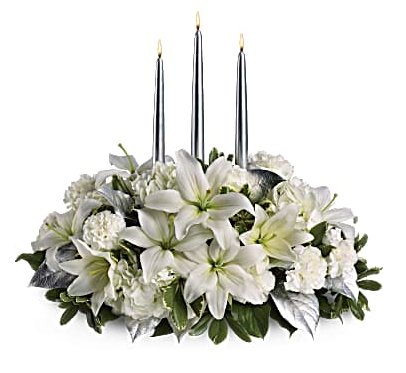 Silver Elegance Centerpiece Bouquet - Shalimar Flower Shop
