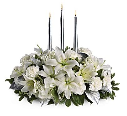Silver Elegance Centerpiece Bouquet - Shalimar Flower Shop