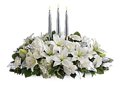 Silver Elegance Centerpiece Bouquet - Shalimar Flower Shop