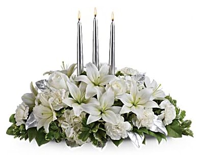 Silver Elegance Centerpiece Bouquet - Shalimar Flower Shop