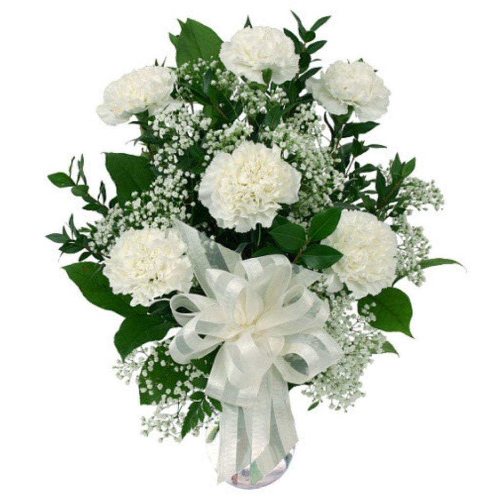 Six White Carnations 2019 - Shalimar Flower Shop