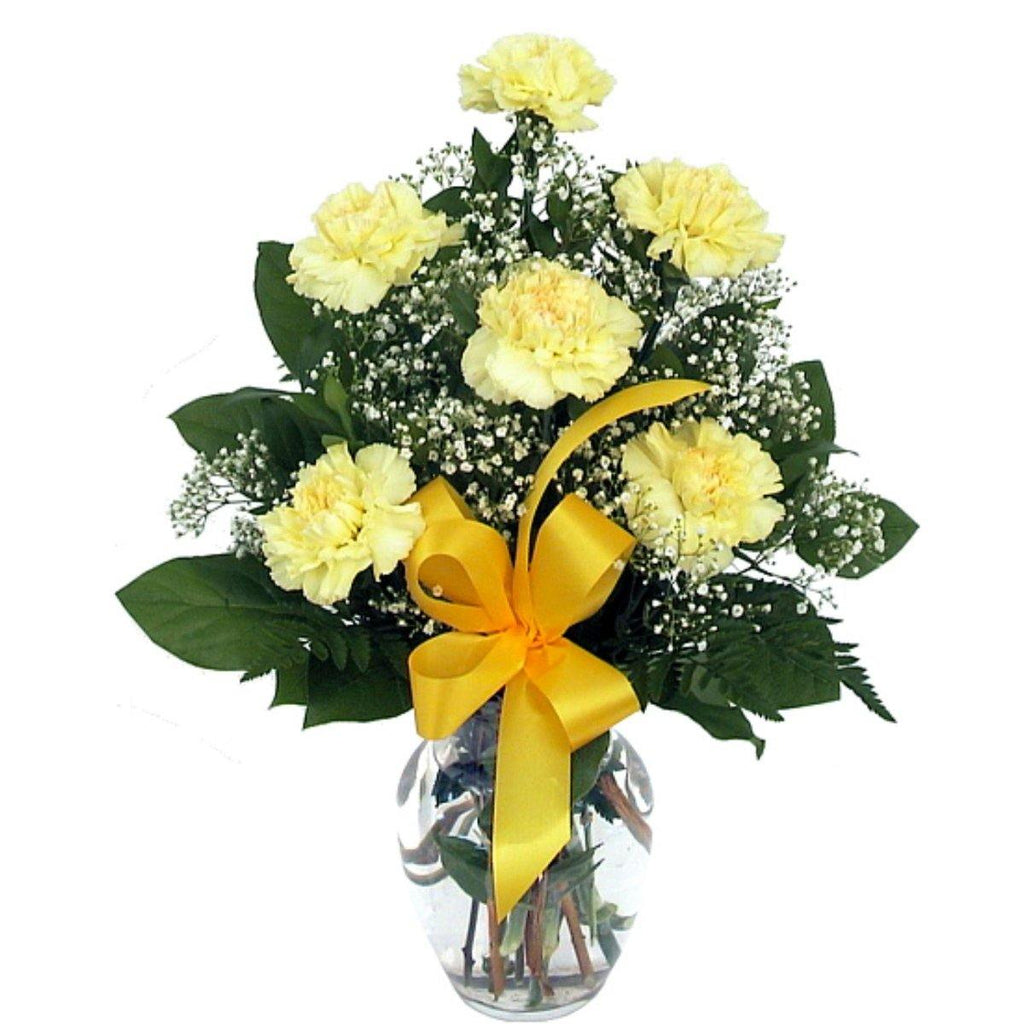 Six Yellow Carnations Bouquet 2019 - Shalimar Flower Shop