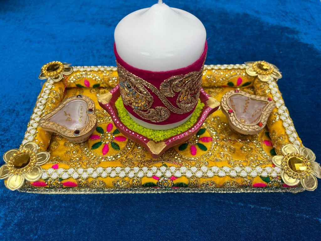 Traditional Candle and Diya Set - Yellow - Shalimar Flower Shop