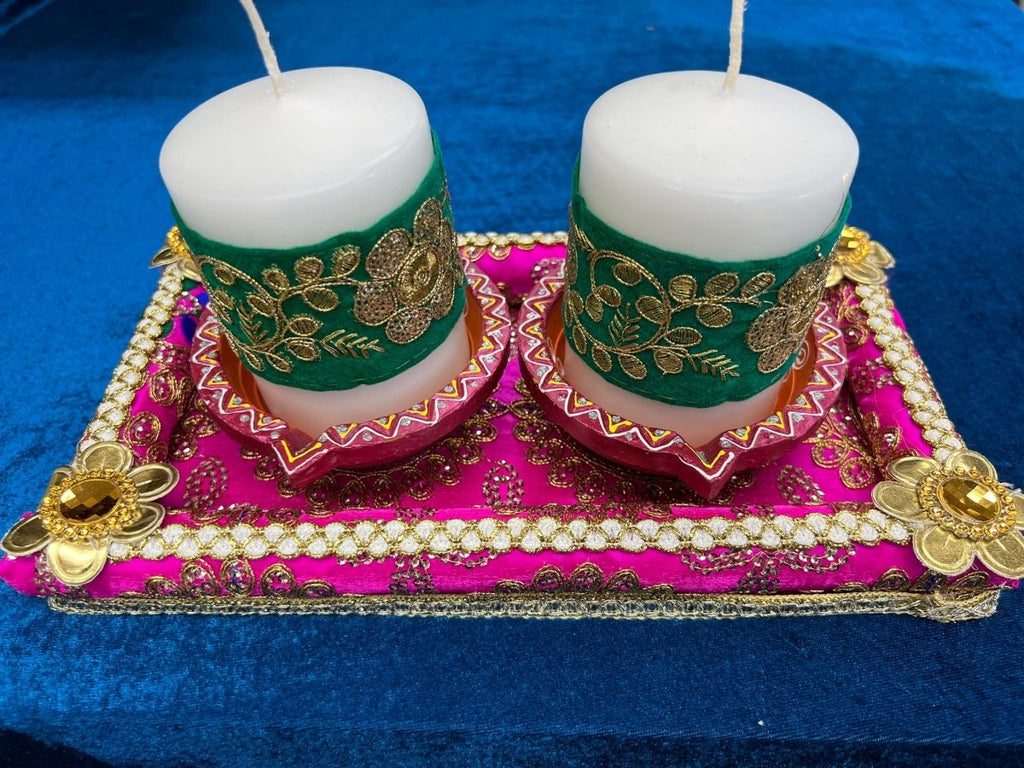 Traditional Candle Set - Hot pink - Shalimar Flower Shop