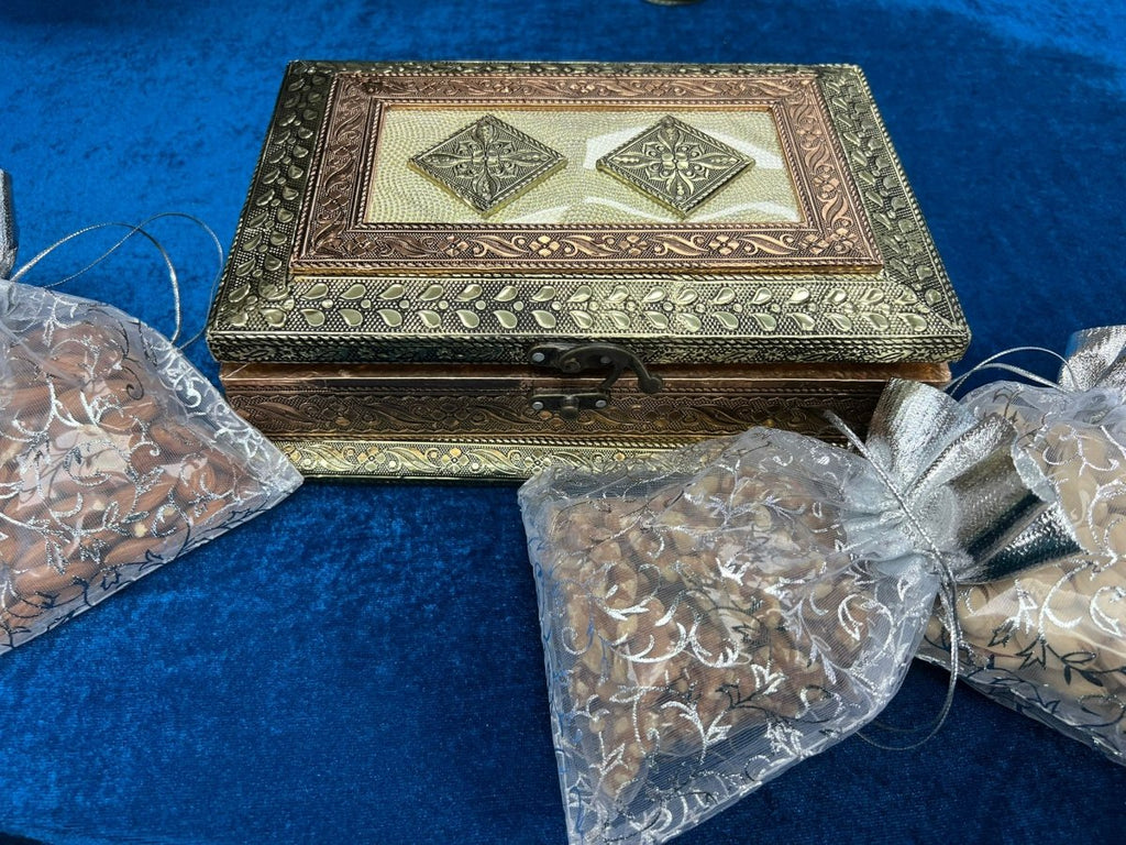 Traditional Silver-Copper Dry Fruit Set - Shalimar Flower Shop