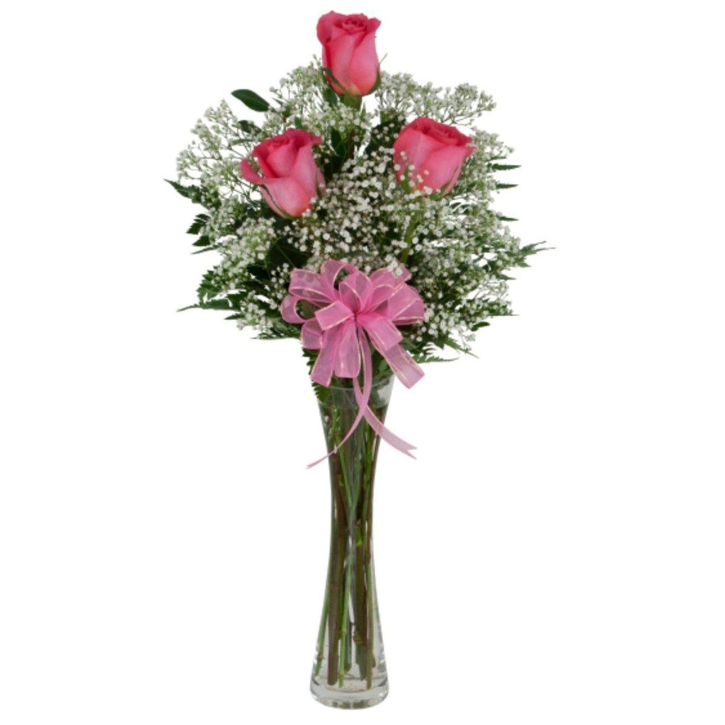 Triple Pink Rose with Vase 2019 - Shalimar Flower Shop