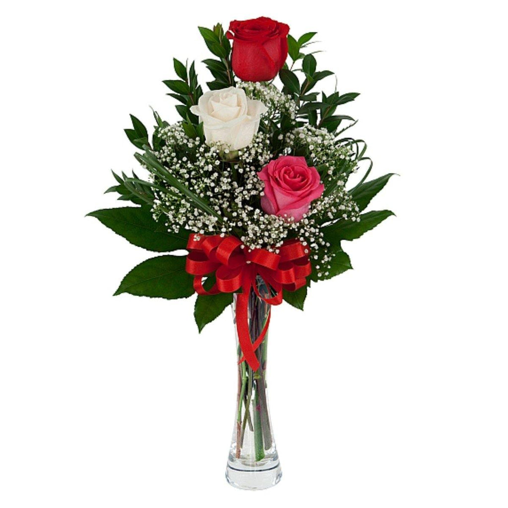 Triple Rose Bouquet with Vase 2019 - Shalimar Flower Shop